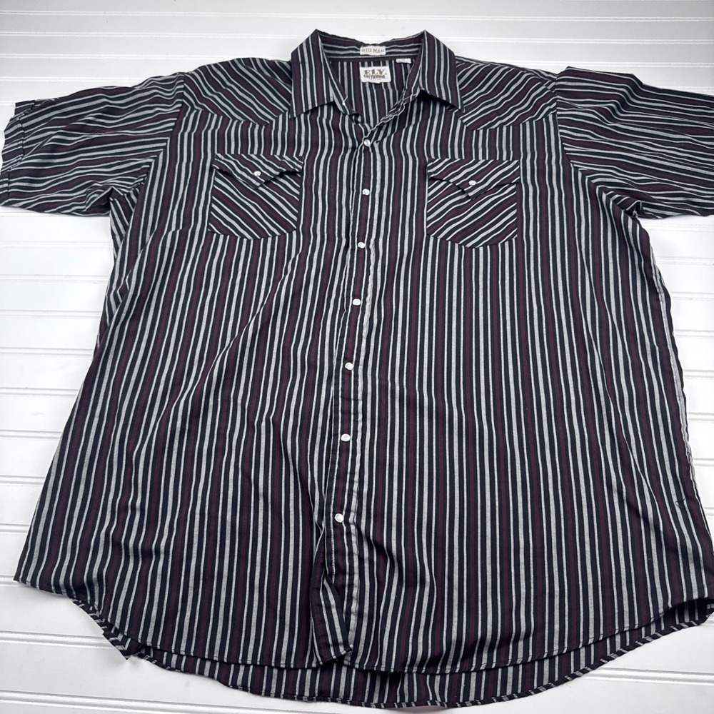 Vintage Ely Cattleman Big Man 2X Short Sleeve Pearl Snap Botton Up Western Shirt
